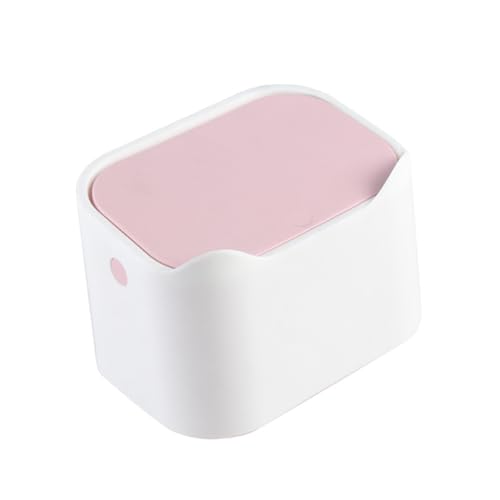 Papelera pequeña de escritorio con tapa rosa miniatura 1