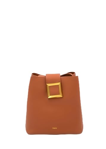 Sac seau camel en cuir résistant pour femme - Fini les sacs encombrants