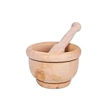 Cofan Mortero de Madera con Maza Ø14 cm. Madera de Abedul Natural, ideal para Salsas, Ajos, Especias y Frutos Secos. Para una Cocina Tradicional y Moderna