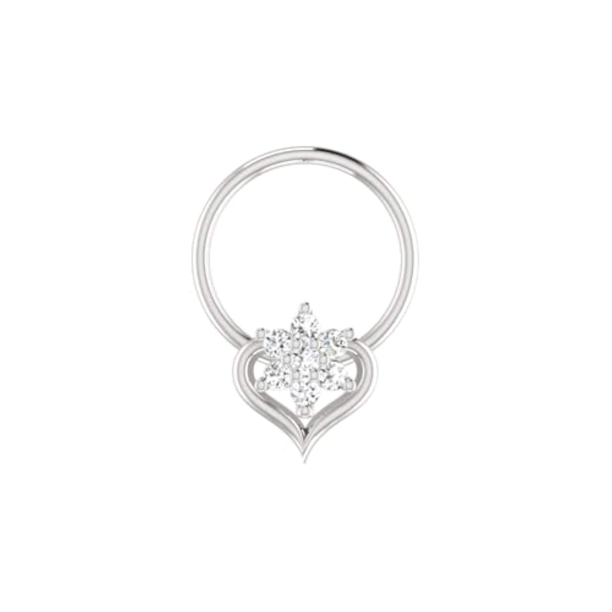 Women's 14Kt White Gold Stud Nosering, Elegant