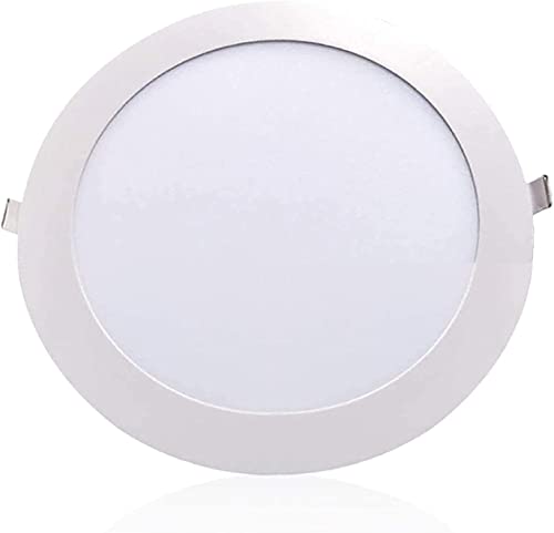 Pack de 2 Paneles LED Downlight Redondo Plano de 20W Blanco PLUTON PLUS - Lampara de Techo de Empotrar con 2000 Lúmenes diámetro de 220mm corte de 200mm 3000K Luz Blanca Cálida Cover