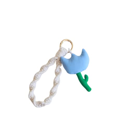 JISON21 Pendentifs tulipes, porte - clés tissés à la main, pendentifs floraux tridimensionnels, porte - clés de voiture, accessoires de téléphone mobile(Bleu) Cover
