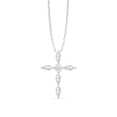 Diamond Cross Necklace for Women | 1 CT. TW Lab Grown Marquise Diamond Cross | Genuine 14K Solid Gold Cross Necklace - Main Image
