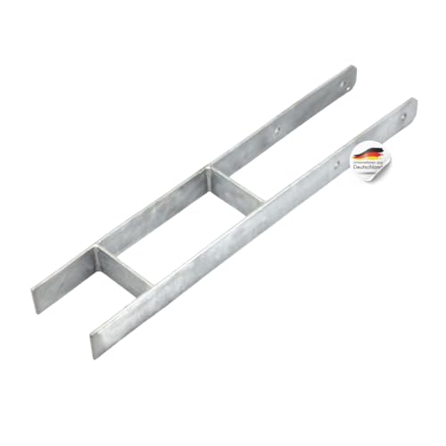 SunnyDeals H-Pfostenanker feuerverzinkt als Pfostenträger| H-Anker 121 x 600 mm |schwerer Betonanker für 12 x 12 cm Pfosten | haltbarer Bodenanker