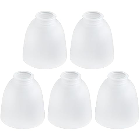 Eietonte 5 Pack White Frosted Glass Shade Replacements, Ceiling Fan Light Covers Glass Globes Lampshades for Chandelier, 4.92"High, 4.72"Diameter, 1.65 "Fitter, Bell Shaped Glass Shades for Vanity Cover