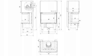 KRATKI Inserto per camino in acciaio a legna NBC 10 kW Ø200 saliscendi A+ | Acciaio nero, efficienza 83%, classe A+. Ecodesign, BImSchV 2, Kratki PRO; per recupero calore.; combustione efficiente