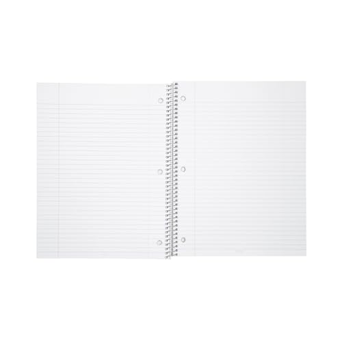 Hilroy 1-Subject Coil Notebook, 8" x 10.5", Wide Ruled, 3-Hole Punched, 140 Pages/70 Sheets, 1 Notebook, Colour May Vary (05553)