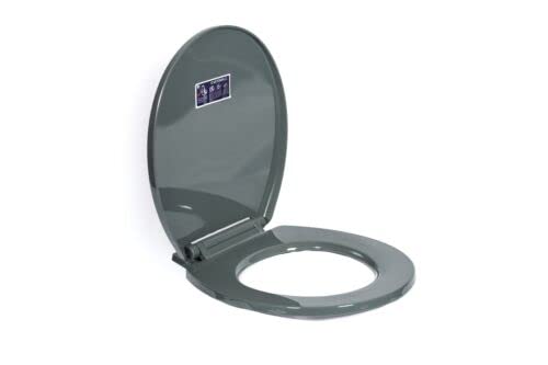 Top Home Solutions Soft Close Toilet Seat Bathroom Oval Shape - WC Heavy Duty Seats Anti Slam - with Quick Release for Easy Clean - Simple Top Fixing - L 415-440mm x W 357 mm (Dark Grey)