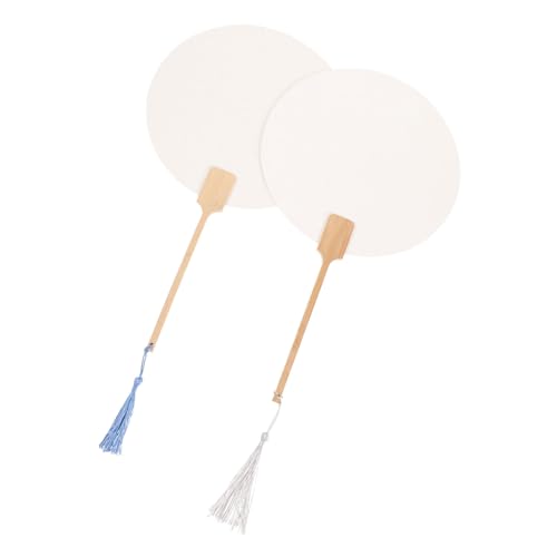 PRETYZOOM Handmade Painting Fans Set 2pcs DIY Drawing Fan for Kids Kids Drawing Materials Random Color