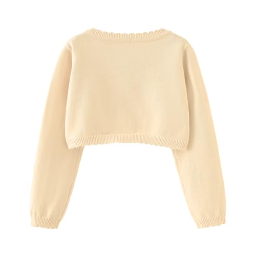 Image of Girls Bolero Cardigan Sweater Toddler Kids Long Sleeve Button Knit Shrug Cropped Cover Up Jacket Tops