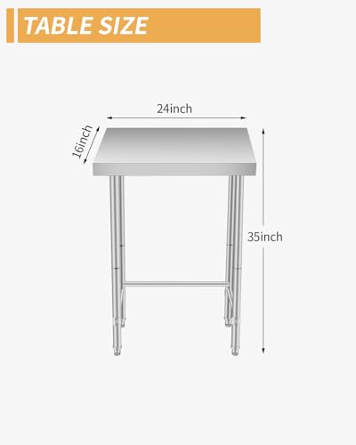 Stainless Steel Table 16x24 Inch, Stainless Steel Kitchen Prep Table, Commercial Utility Work Table