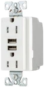 Cooper Wiring Arrow Hart TR7755W-BOX Combination Receptacle and USB Port with Tamper Resistant Duplex Receptacle, 2 Poles