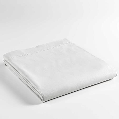 douceur d'intérieur, Drap Plat (240 x 300 cm) Lina Blanc, 100% Coton