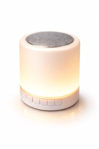 AUREKO LED Night Light with Bluetooth Speaker Colour Changing Mood Light USB Rechargeable Bedside Table Lamp 3-Colour Dimmable for Bedroom & Nursery