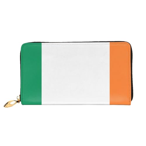 Irish flag Women's Wallet Long Zip Around, Premium Vegan Leather Wallet with 12 Card Holders, Large Capacity,Gift Ready Packaging