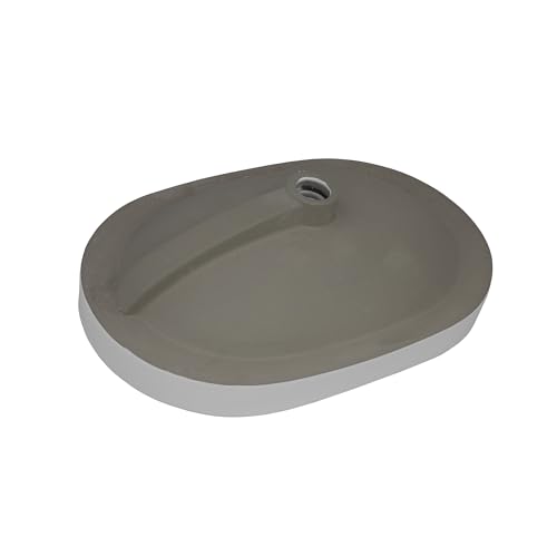 Ruvati RVB0923WH 24 Inch Bathroom Vessel Sink White Semi Recessed Oval Porcelain Ceramic thumb #3