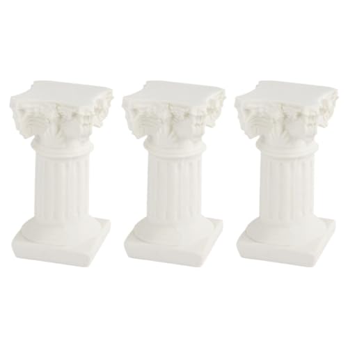 MINAOLULUS Set de 3 Pilares Romanos de Resina Color Marfil para Decoración Elegante, Estables y Resistentes, Ideales como Accesorios para Fotografía y Exhibición en Estilo Europeo Clásico