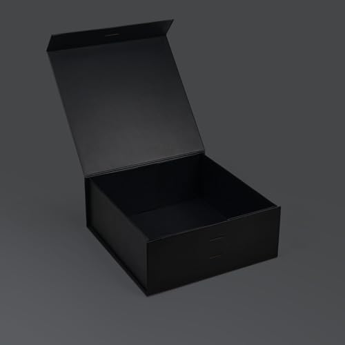 Image of RBS-Medium Black Magnet Gift Box 26x26x10cm Decorative Floral Gift Boxes for Presents (1 Pack) Box for Gift Packing Multipurpose Cardboard Box for Gift (Black Gold Floral MGT)