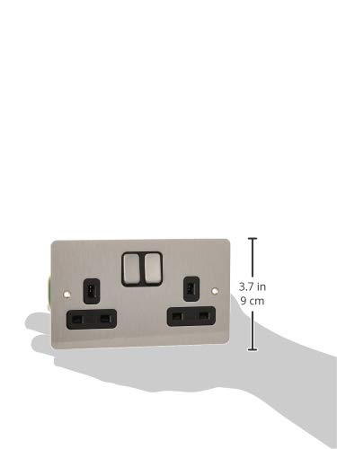 MK Edge K14345BRCB 13A Double Switched Socket with Double Pole/Clean Earth - Brushed Chrome - Image 3