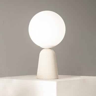 Liberoshopping Lumetto da tavolo ROCK in cemento e vetro soffiato satinato (Bianco)