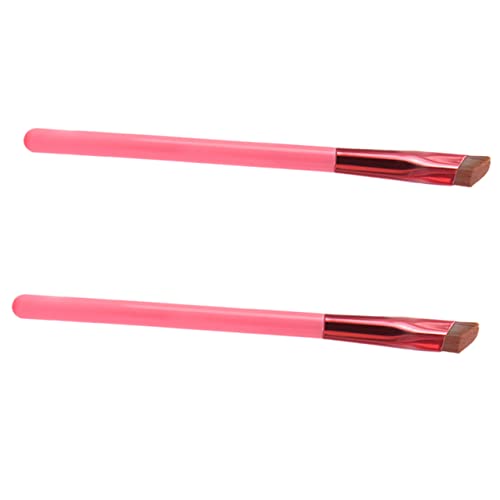 IWOWHERO 2 Pinceles Profesionales Angulares Para Cejas Laminados Para Cejas Cosméticos Labios Delineador De Ojos Fibra Artificial
