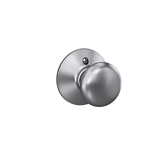 Schlage F10 Ply 626 Plymouth Door Knob, Hall & Closet Passage Lock, Satin Chrome #TOP6