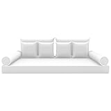 ZOALXZNT Twin Outdoor Mattress Package,Twin Size Porch Swing Day Bed Cushion Set Include Mattress Bolster Pillow,Patio Hanging Daybed Indoor Cushions Set (White, 75 * 39 * 6in)
