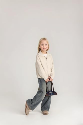Girls' Long Sleeve Knitted Cardigan Kids Zipper Shrug Sweaters Cropped Jacket Cover Up Tops4