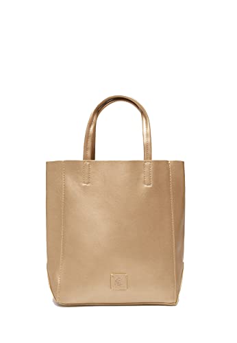 Springfield Bolso Mini Shopper Metalizado, Mujer, Arena