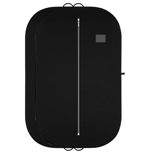 Image of Non Woven Blazer Cover with Zip | Hanging Coat Bags for Jacket, Saree, Shirt, Garments Clothes | Unisex Dress Wardrobe Organizer Folding Suit Covers, Black | Pack of 2