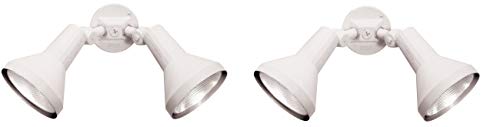 Dysmio Lighting Two Light Outdoor Security Flood Light with Heavy Duty Cast Aluminium Body in White Finish - Pack of 2