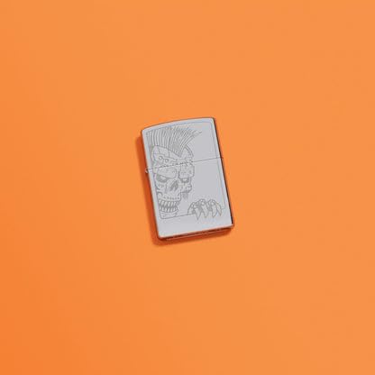 Encendedor Zippo grabado Mohawk Skull diseño miniatura 4