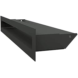 Rejilla Con Ventilador Para Chimenea Rejilla de ventilación KRATKI AIR | Rejilla de aire caliente 6 x 40 cm | Negro | Rejilla de escape para ventilación de chimeneas | Entrada de aire en un ángulo de 45 grados