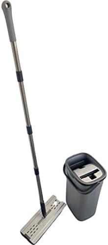 Requisite Needs Flat mop Dry wash with bucket set  Easy Floor cleaning set  Easy to Use  Strong and sturdy  2 Microfibre mop heads with multifunctional bucket