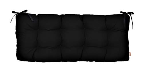 Resort Spa Home Decor Sunbrella Canvas Black Indoor/Outdoor Tufted Cushion with Ties for Bench, Swing, Glider - Choose Size (48