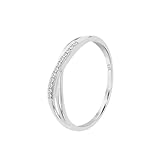 Time RoaD Anillo Mujer Cruzado con Diamantes Oro Blanco 9K de 375 ml - Diseño Ergonómico y Ajuste Perfecto DIA00043/16 - Ideal para Compromiso - Pedida - Alianza - Promesa - Anillos Mujer