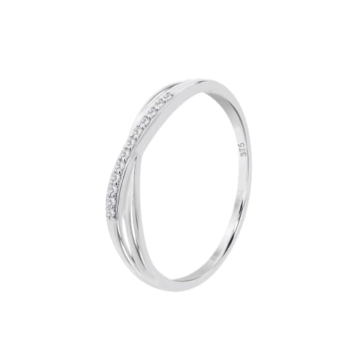 Time RoaD Anillo Mujer Cruzado con Diamantes Oro Blanco 9K de 375 ml - Diseño Ergonómico y Ajuste Perfecto DIA00043/14 - Ideal para Compromiso - Pedida - Alianza - Promesa - Anillos Mujer