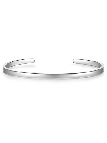 GLANZSTÜCKE MÜNCHEN Damen-Armreif Sterling Silber flexibel einstellbar - Bangle in Silberfarben/Silber-Armband für Gravur