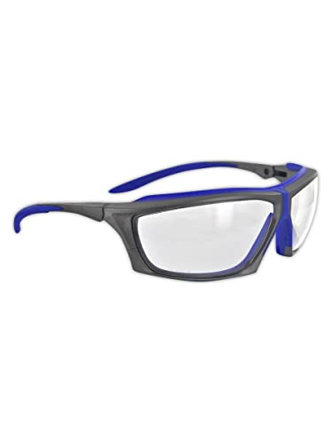 Magid Glove & Safety Y770RBAFC Gemstone Zircon Plus Safety Glasses with TPR Frame Cushion, Royal Blue/Gray, Meets ANSI Standards