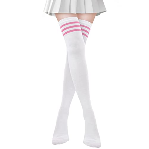 SATINIOR Over Knee Thigh High Socks Striped Boot 3 Striped Thigh High Womens Tube Socks Warm Cosplay Stockings for Girls