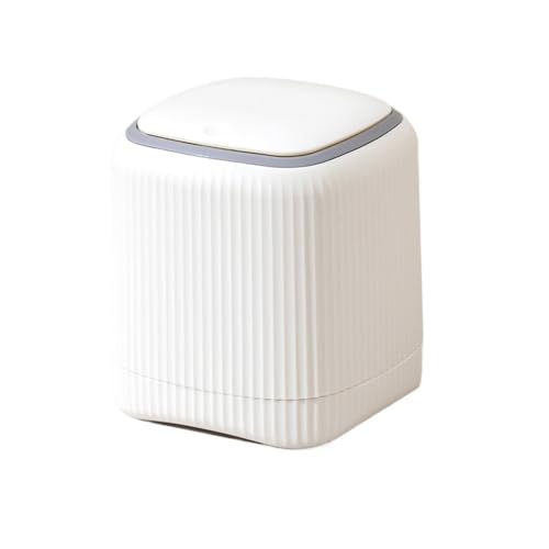 Basurero de escritorio pequeño con tapa blanco