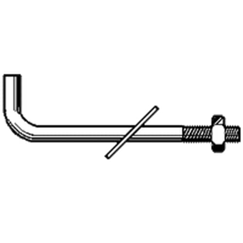 1/2" x 12" x 1 1/4" x 1 3/4" L Shaped Anchor Bolt W/Nut and Washer, Hot-Dipped Galvanized (5 Pack)
