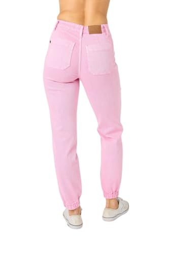 Judy Blue High Rise Garment Dyed Pink Denim Joggers4