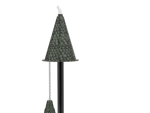 Legends Direct Hawaiian Series Premium Metal Patio Torches, 53" Tall- Tiki Style/w Snuffer, Fiberglass Wick & Large 35oz Oil Lamp for Deck, Patio, Lawn, Garden, Luau (Hammered Patina)