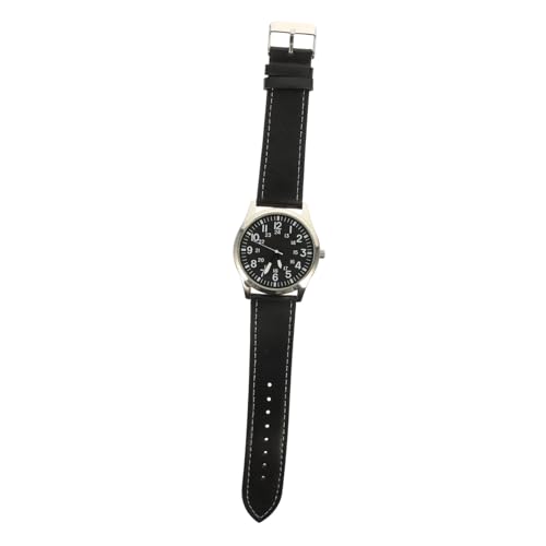 MUCKLILY Reloj Resistente al Agua para Hombre con Correa de Cuero Negro Luminiscente Multifunción Empresarial y Diseño Elegante para Diario