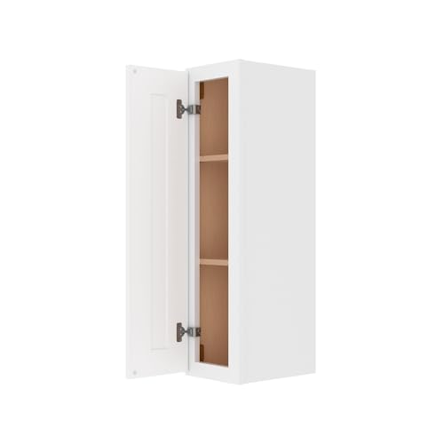Image of Furinno Shaker 1-Door-2 Shelves Wall Kitchen Cabinet, Ready to Assemble, 12 D x 9 W x 36 H, White