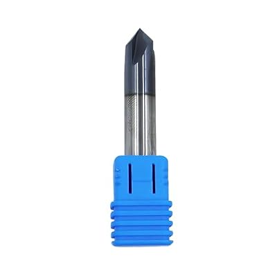 3/8in Solid Carbide End Mill,Chamfer Mill-Double End,4 Flute, 90 Chamfer Angle,AlTiN Coated Bits Tool for Medium Hardness Steel, Brass, Iron