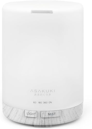 Image of ASAKUKI 300ML Essential Oil Diffuser, Quiet 5-in-1 Premium Humidifier, Home Fragrance Aroma Diffuser with 7 LED Color Changing Light and Auto-Off Switch -White