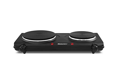 Comparison: Hot Plate Stove 4 Elite Gourmet EDB-302BF Countertop Double Cast Iron Burner, 1500 Watts Electric Hot Plate, Temperature Controls, Power Indicator Lights, Easy to Clean, Black