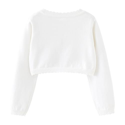 ASHER FASHION Girls Open Front Bolero Shrug Knit Long Sleeve Solid Color with Button Closure2